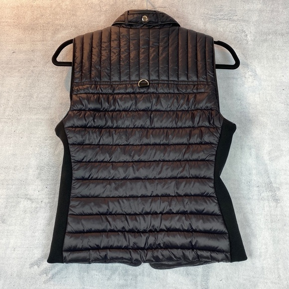 Love Tree Puffer Vest Sz Small Black Nylon Zip Up Stretch Side Panels - Picture 2 of 12